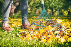 What is the best way to rake leaves?